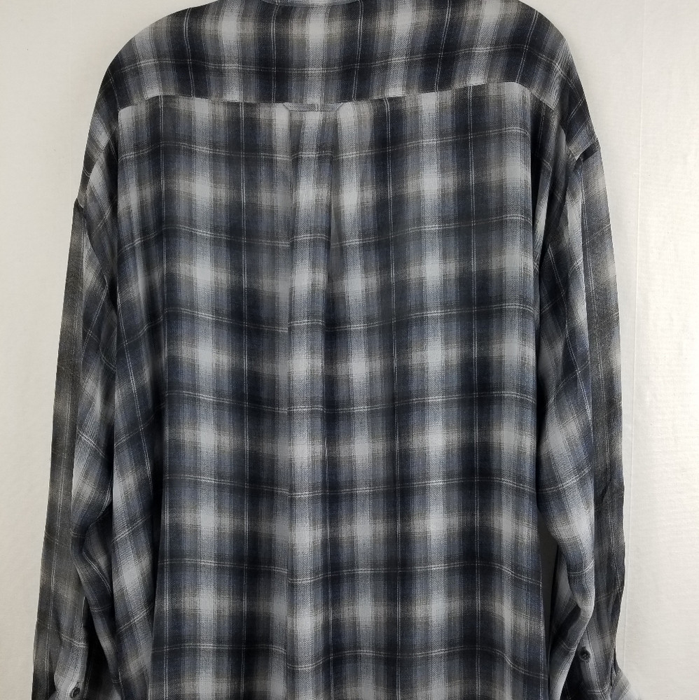 Vince Twilight Shadow Plaid Silk  V-neck Long Sleeve Tunic Top Sz XL - Picture 10 of 14